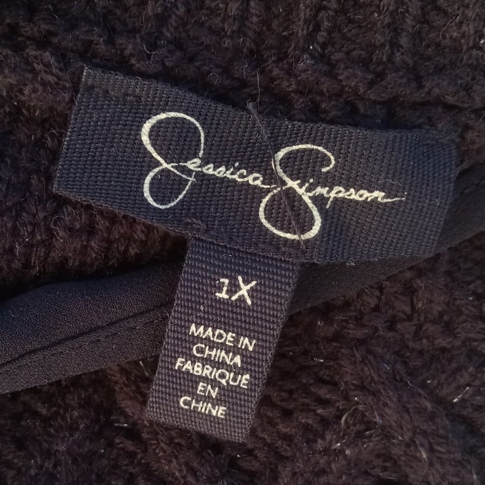 Jessica Simpson Black Sweater plus size 1X sparkly preppy xl womens Tunic Top - Picture 5 of 10